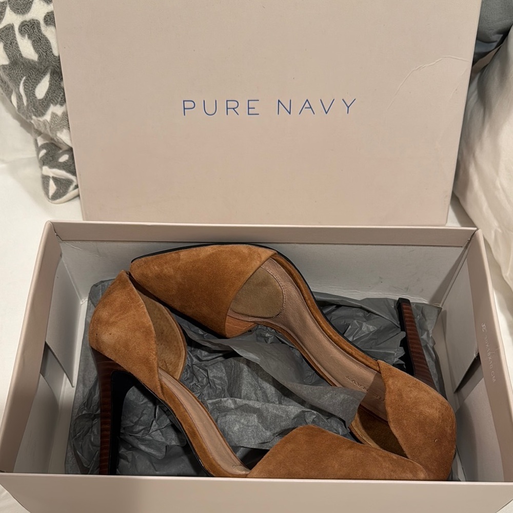 Pure Navy D’Orsay heels